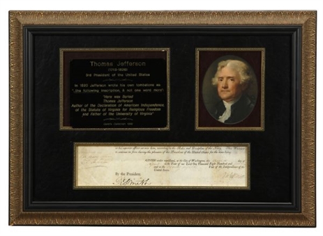 President Thomas Jefferson and Secretary of the Navy Robert Smith Signed Display